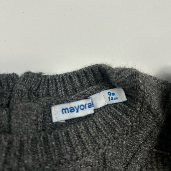Mayoral Gray Knit Embroidered Floral Sweater Baby 9M - Picture 2 of 5